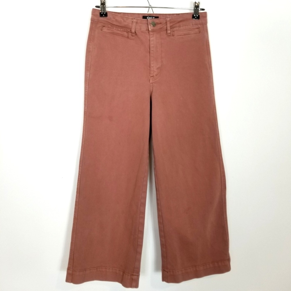 Oat New York Wide-Leg Cropped Pants in Dusty Rose